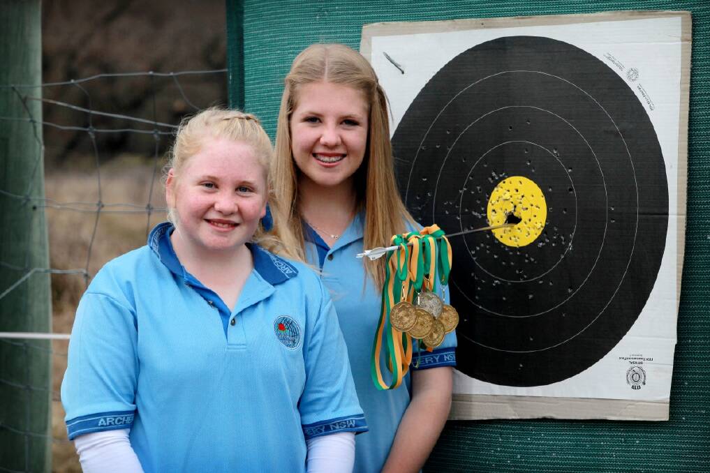 Yjere Matikainen (15) and sisters Claire (12) and Hollie (15) Giles (pictured) were on target over the six days of competition and brought home some great results.