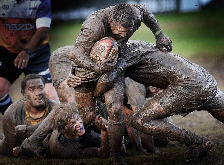 A muddy round of Rugby Union as Tamworth battle it out with Inverell in July. Photo:Gareth Gardner 200713GGG051