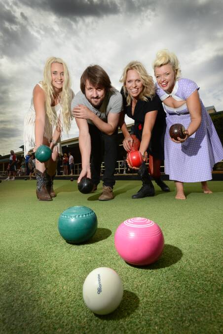 Celebrity bowls for breast cancer at the South Tamworth Bowling Club. Photo:Barry Smith 220114BSB03