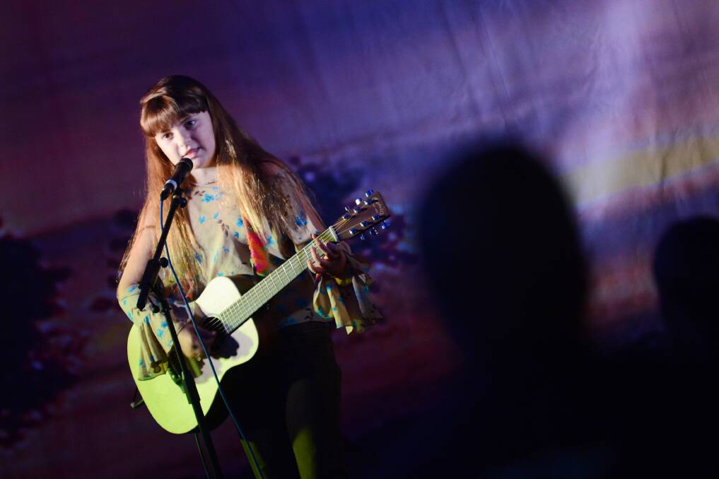 Ellejay Veasey, 12, from the Gold Coast performs at the Mount Franklin Kids Talent Quest on Tuesday. 210114BSC17