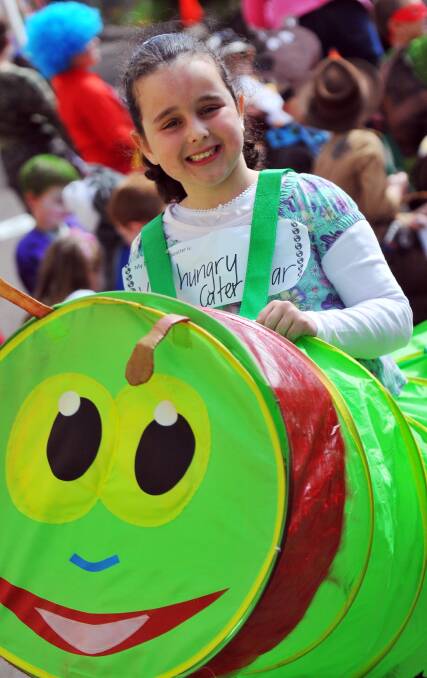 Hanna Briley dressed up as the Very Hungry Catterpillar for her book week parade at St Edward's Primary school in August. Photo:Geoff O'Neill 220813GOB01