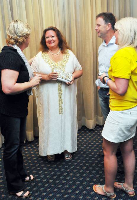 Gina Rinehart flew in to Tamworth to congratulate member for New England Barnaby Joyce on his win on election night.