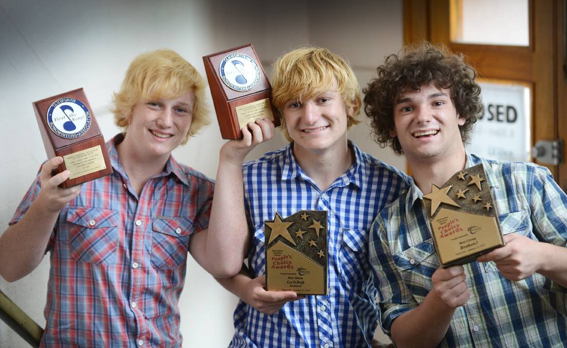 Country Music people's awards winners, Brothers3 members Makrium, Shardyn and Tayzin Fahey-Leigh of Mudgee. Photo:Barry Smith 220114BSD01