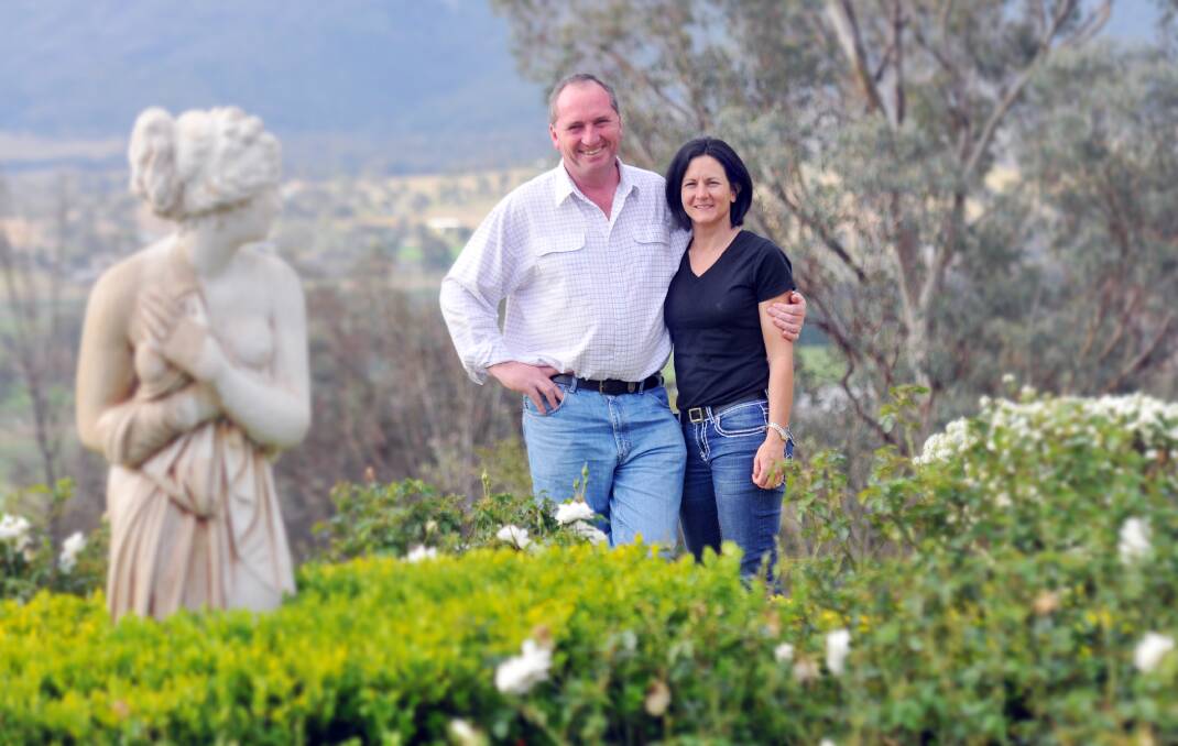 Barnaby Joyce and his wife Natalie at their home following Barnaby's big election win in September. Photo:Geoff O'Neill 00913GOH01