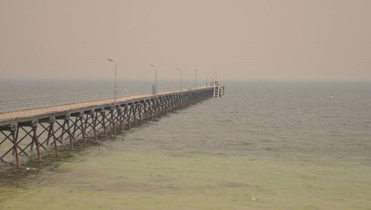 A photo from a resident at Ceduna Waters Wednesday evening of the smoke from the fire at Yumbarra Conservation Park.