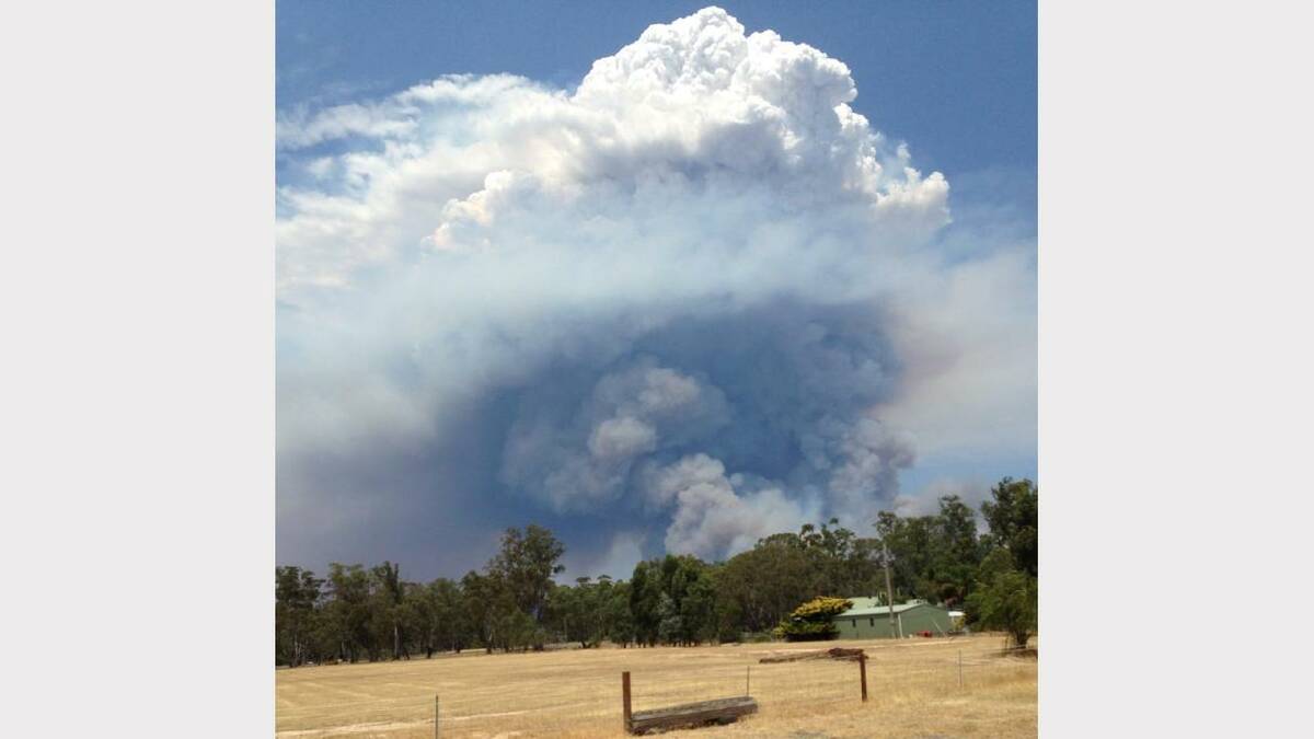 FIERY: Ellie McDonald took this photo of the Grampians fires at Dadswells Bridge just before 1pm on Thursday.
