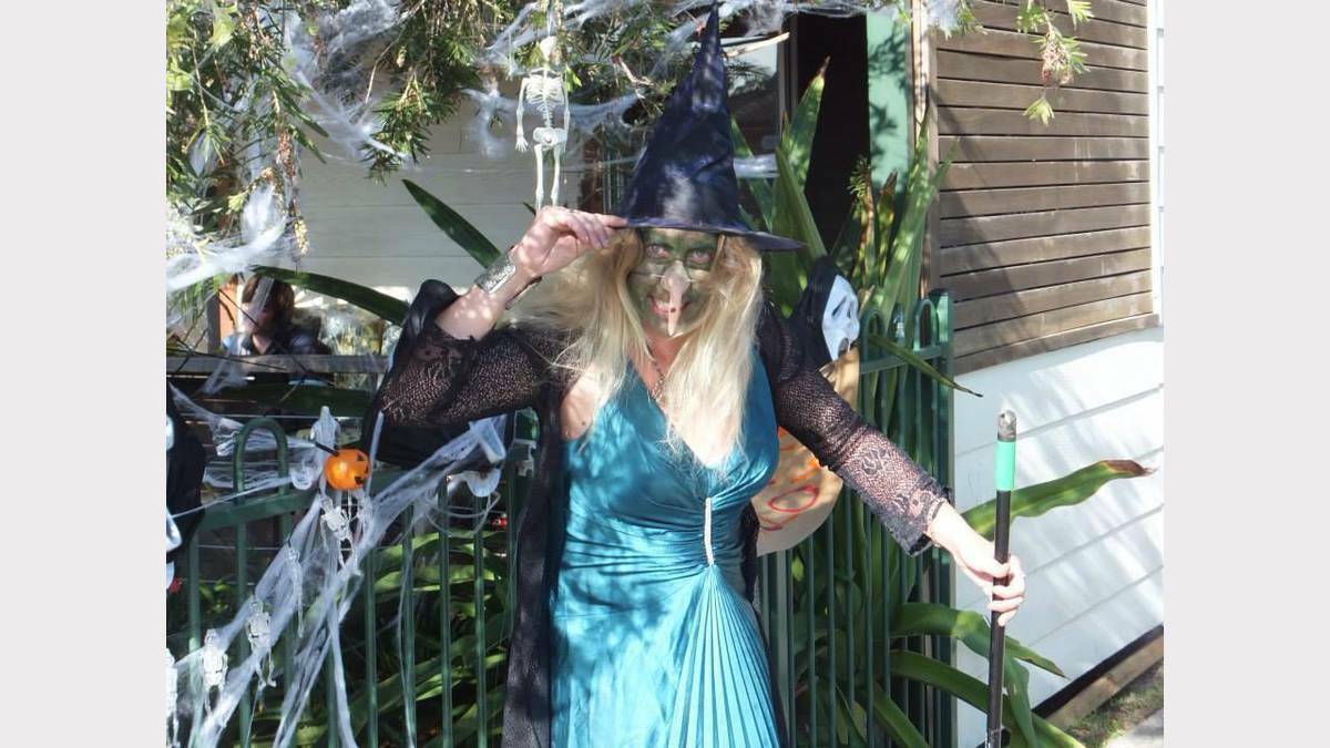 Kristie Lee James ready to hand out lollies and scares at Buff Point. Picture submitted by Sarah Murphy