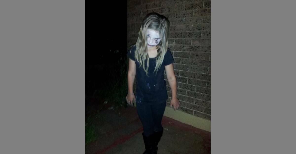 Robyn Yates dressed up as Eric Draven from the movie The Crow for Halloween.