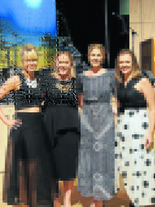 Scotty’s wife Katrina Campbell with Mr Campbell’s friends from St Alberts College, Edwina Renshaw, Amy Smith and Anna Charlton.