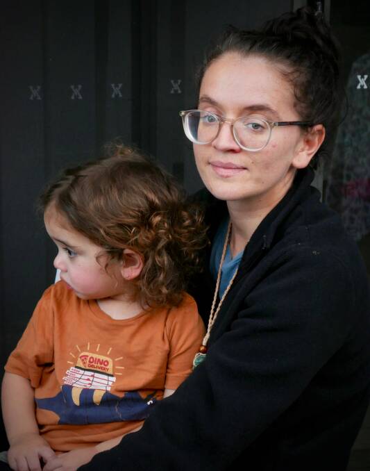 Wiradjuri woman Christy Stewart, 27, with her son, Elias. Picture: Fleur Connick