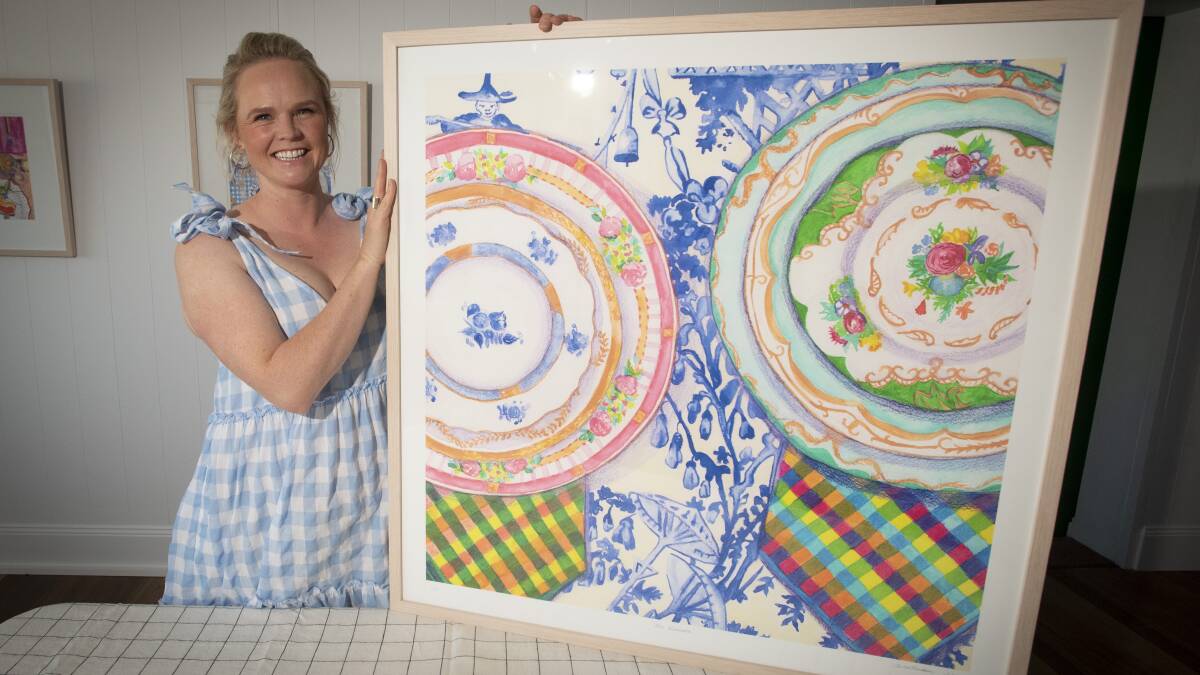 DEBUT: Carina Chambers shows off her water colour artworks. Photo: Peter Hardin