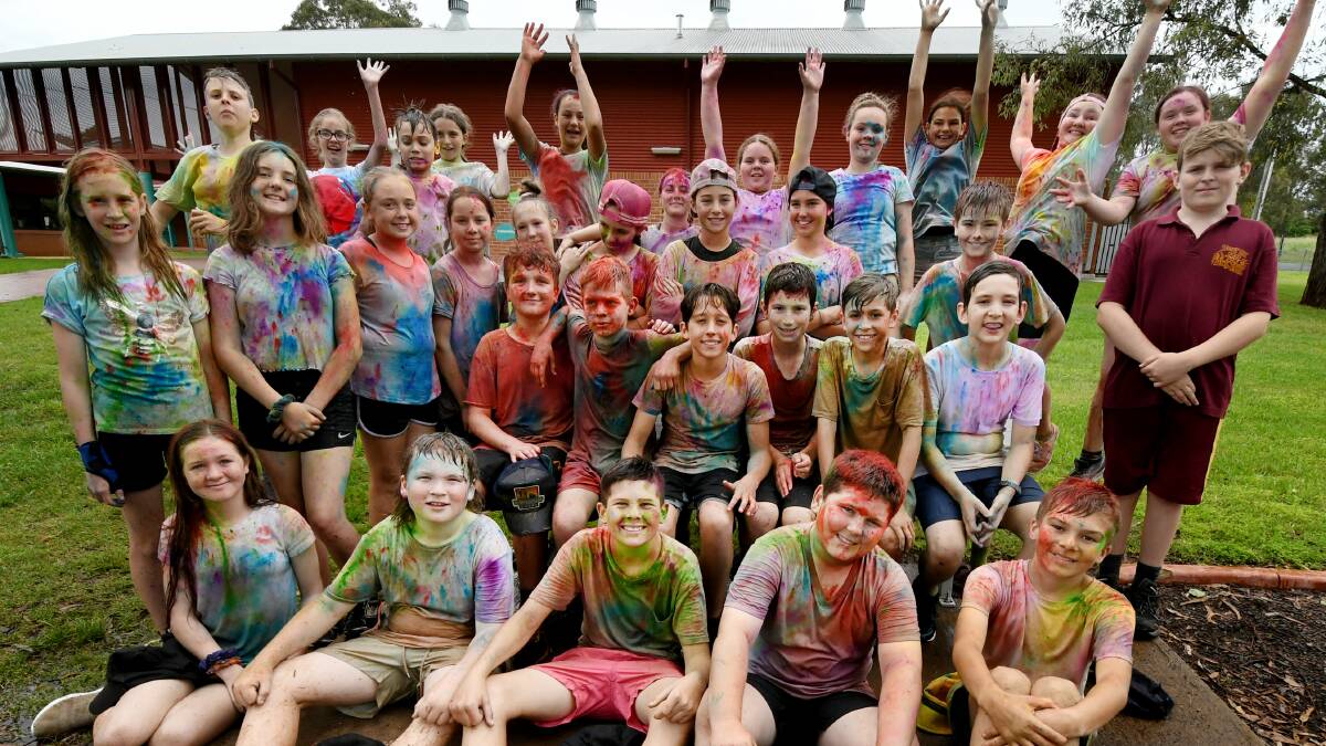 Students and staff at Nemingha Public School got a colourful makeover on Friday to raise money for people battling Cancer. Photos: Gareth Gardner
