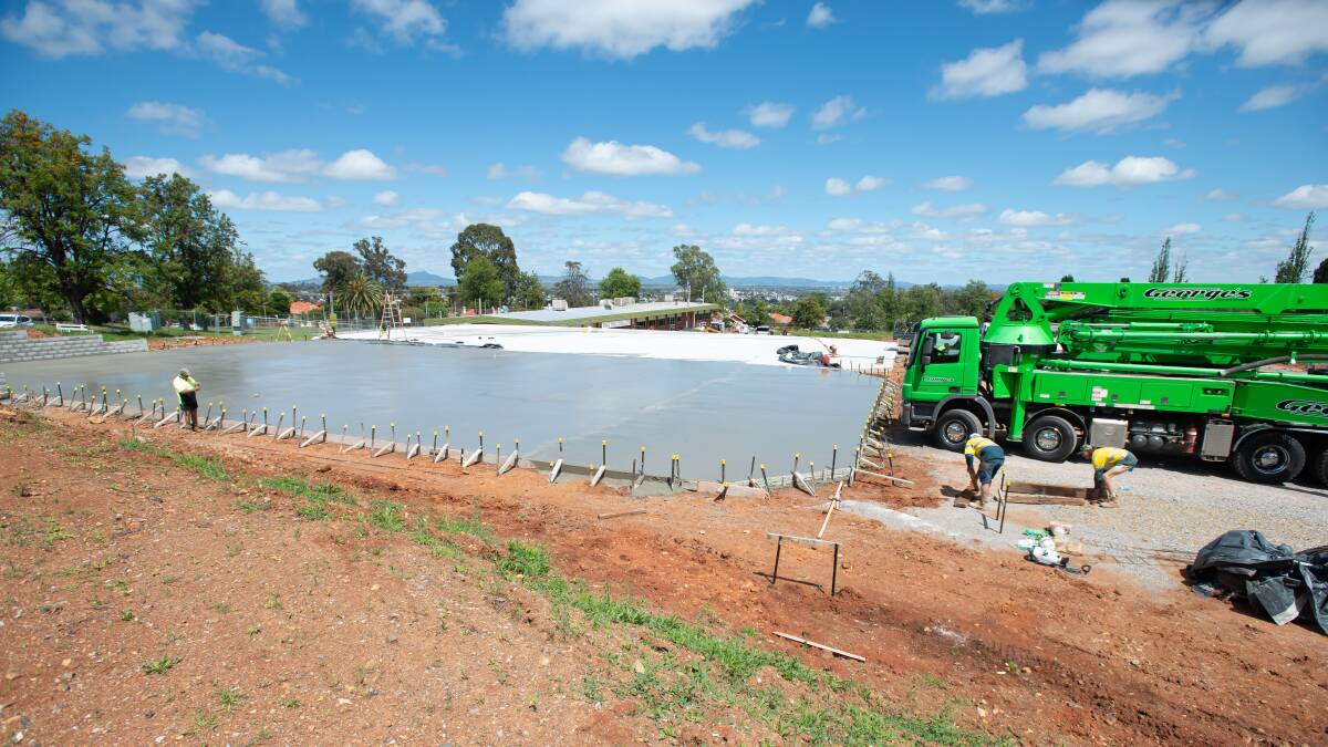 Four slabs out of the 13 courts have been poured at the East Tamworth site 