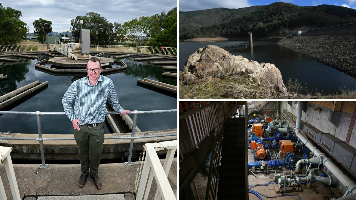 Tamworth Regional Council water and environmental operations manager Dan Coe, Dungowan Dam, and the Calala Water Treatment Plant. Pictures file