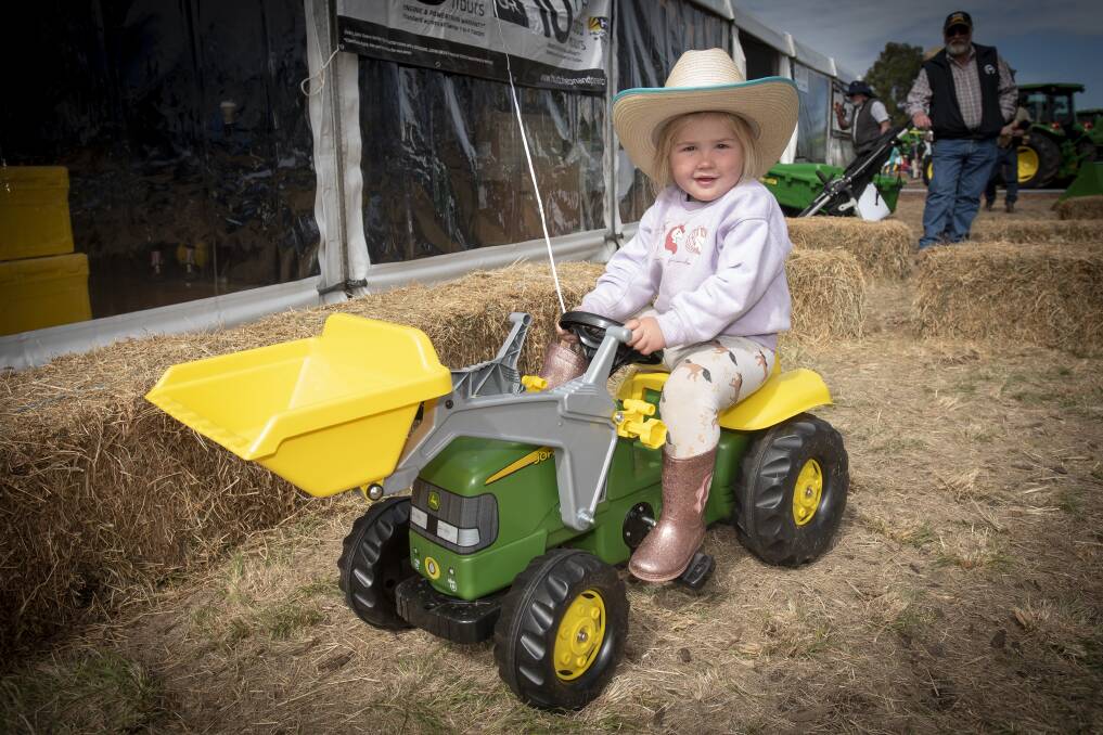 Rubie Ward gets a head start on her farming career. Picture by Peter Hardin