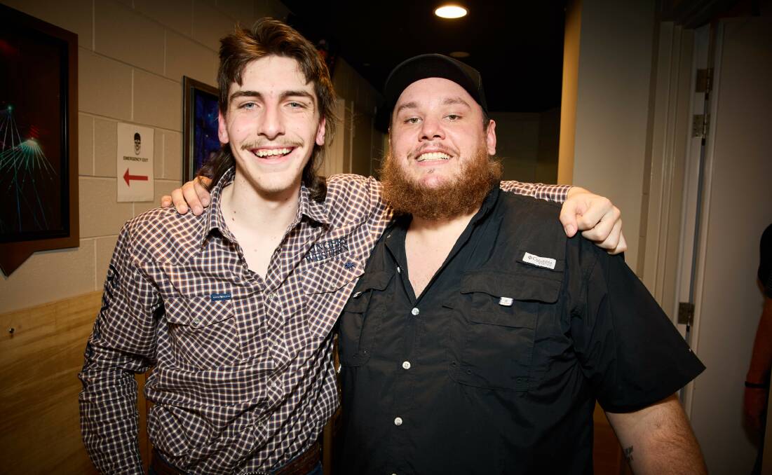 Lane Pittman and Luke Combs backstage during the sold-out Australian tour in August, Picture by David Bergman
