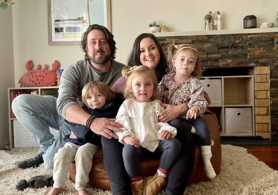 TREATMENT: Gareth Gardner and Sonya Sky with kids Asher, 4,Maddison, 2 and Harper, 2. Photo: Supplied
