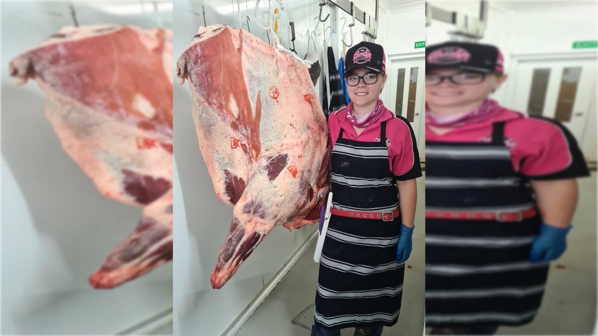 HELPING OUT: Manilla teenager and apprentice butcher Millie Sutherland was injured after a single vehicle crash on March 19. Photo: Supplied