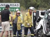Emergency services at the scene of the crash on the New England Highway near Kootingal. Picture by Peter Hardin, file