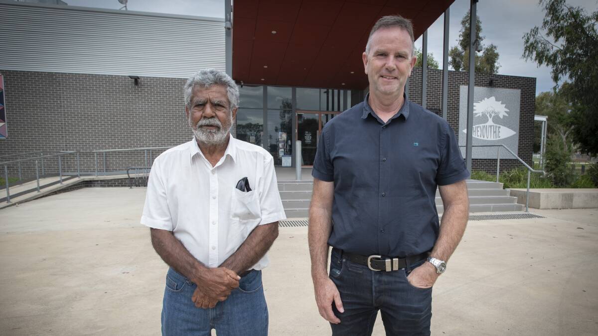 PLAN: Aboriginal elder Don Craigie and Councillor Mark Rodda at the Tamworth Regional Youth Centre on Monday. Photo: Peter Hardin