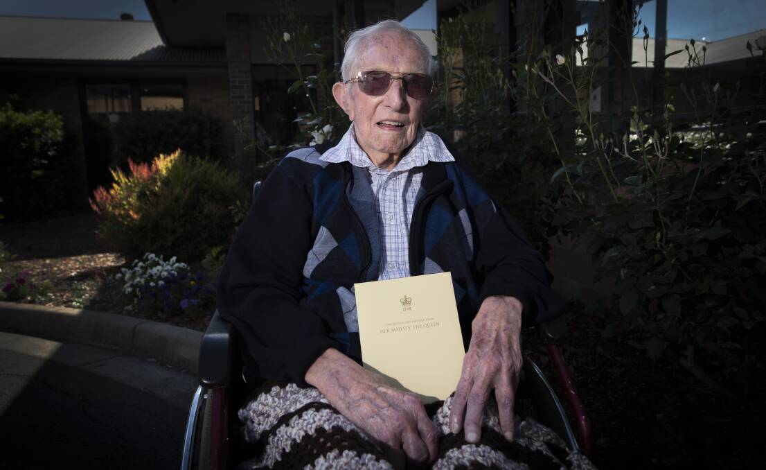 HAPPY BIRTHDAY: Jack Peattie celebrates his 100th birthday with a letter from the Queen. Photo: Peter Hardin 181021C007