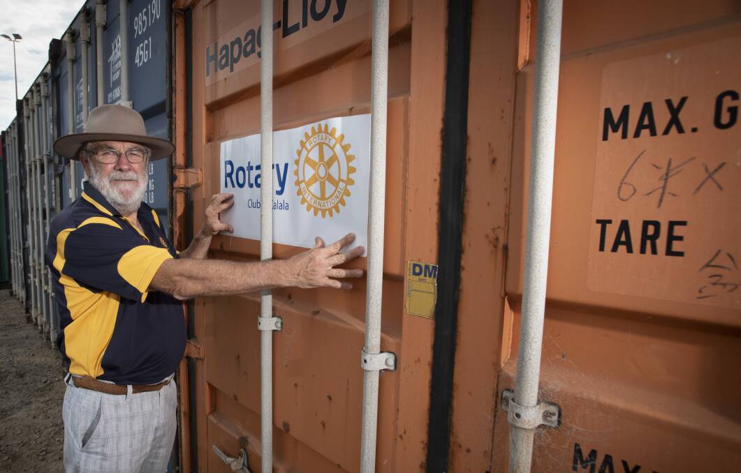 ON ROUTE: Calala Rotary Club member Jim Levy prepares to send the final shipping container full of essential items to Papua New Guinea. Photo: Peter Hardin