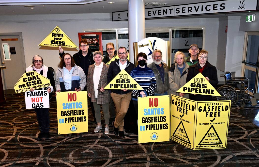 Protesters gathered to oppose fracking the Liverpool Plains at the NSW Nationals annual general conference. Picture by Gareth Gardner