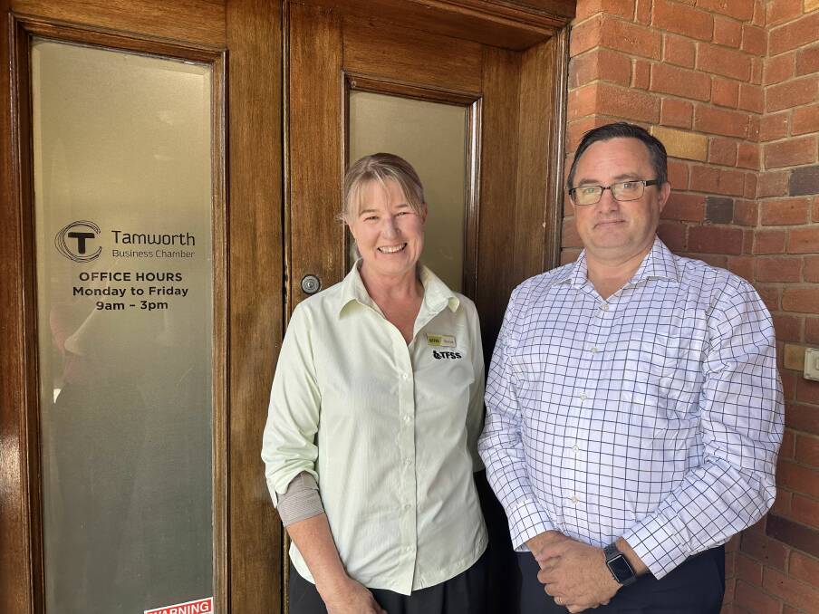 Tamworth Family Support Services CEO Belinda Kotris and Tamworth Business Chamber president Matthew Sweeney will work together to share information about paid family and domestic violence leave. Picture by Eva Baxter
