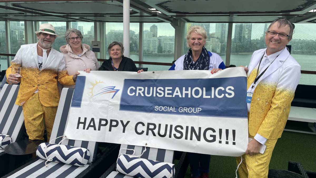 PARTY TIME: The Cruiseaholics welcomed the return of cruising on P&O Australia's Pacific Explorer which hit the seas on Tuesday. Photo: Supplied