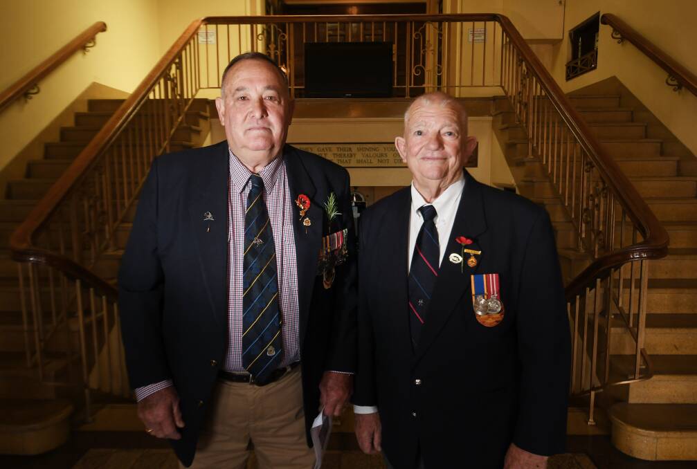 Bob Chapman and Barry Follington greeted attendees ahead of the service. Picture by Gareth Gardner