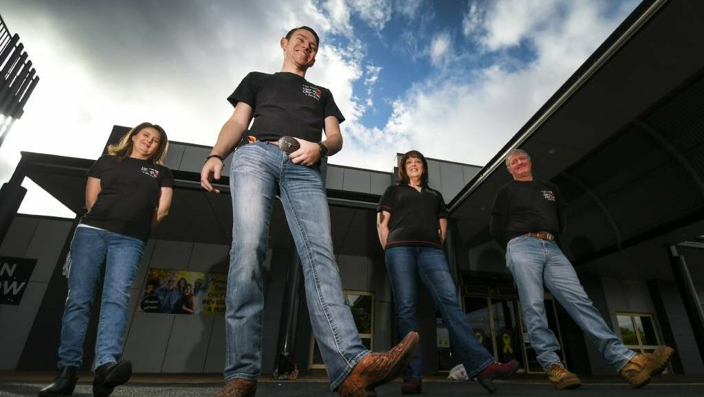 Chris Watson, second from left, with a team of line dancers in Tamworth in 2021. Picture by Gareth Gardner.