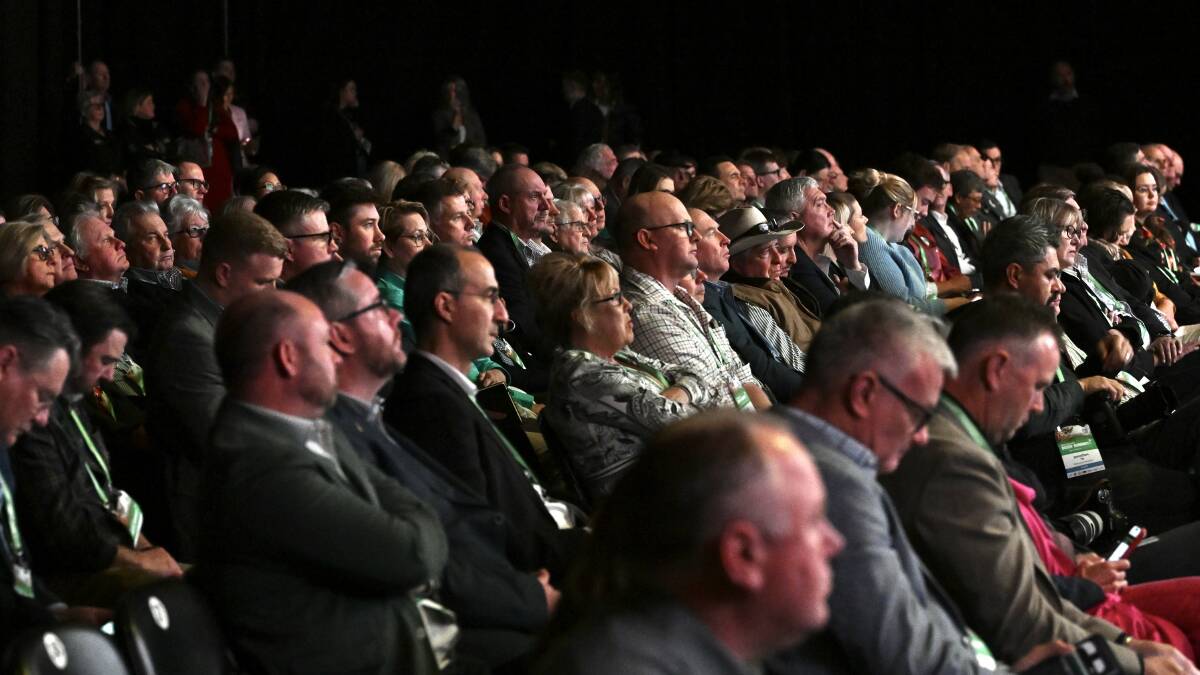 People packed into the Tamworth Regional Entertainment Convention Centre (TRECC) to listen to NSW Premier Chris Minns during the Bush Summit. Picture by Gareth Gardner