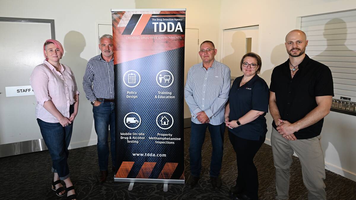 Hannah Wright from Workforce Extensions, left, TDDA managing director Bryce Dick, Midnorth Coast, New England and Northwest NSW TDDA managing director Stuart Hutton, Apollo Engineering's Kayarna Pepper and Base Five Co. Dale Macdonald. Picture by Gareth Gardner.