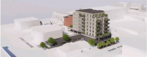 A render of the new development as seen from the west. Picture by Lockart Architects