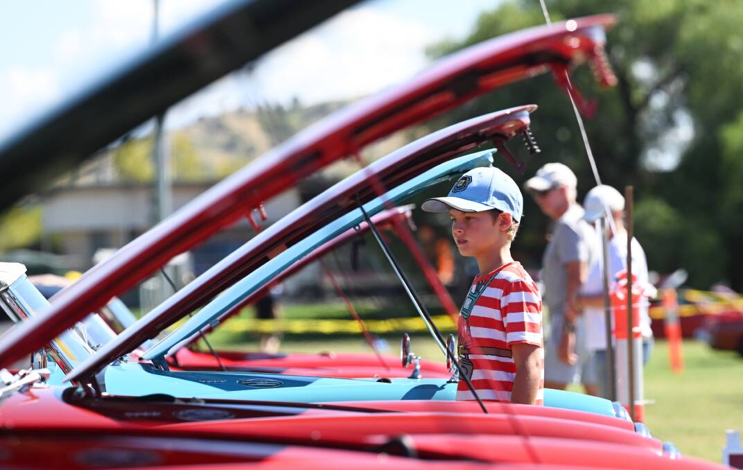 Owen Squires wanders among some of the 200 vintage MGs presented at the Concours d'Elegance in Tamworth on Saturday, March 30. Picture by Gareth Gardner