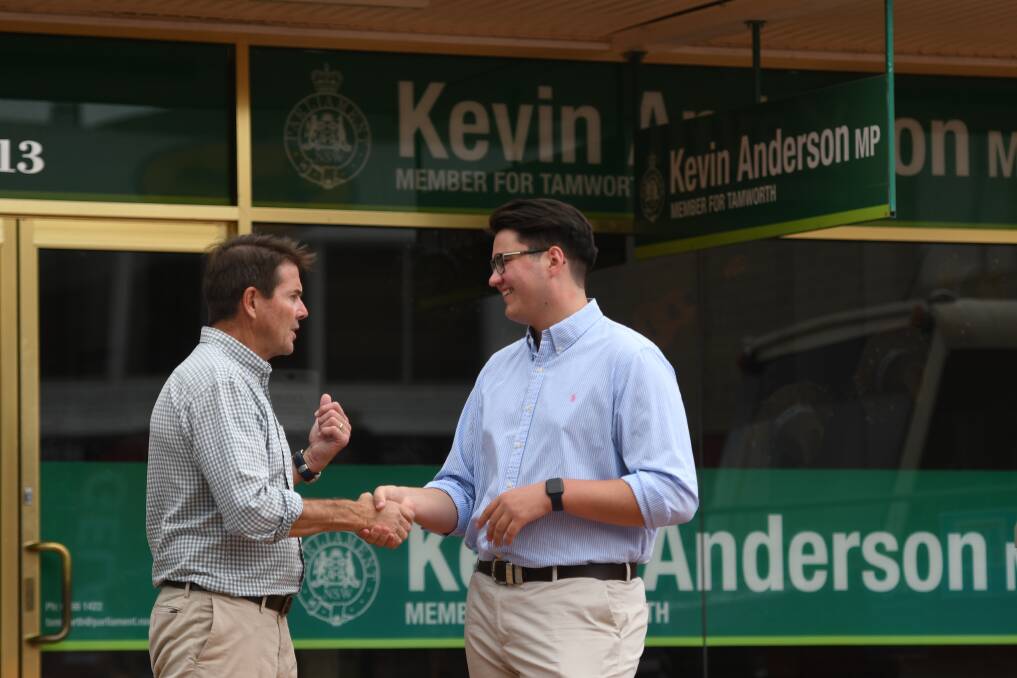 Tamworth state MP Kevin Anderson with Regional Youth Taskforce member Jack Lyon. Picture by Gareth Gardner