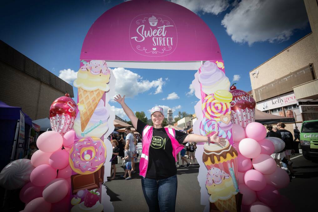 Council events officer Melissa Millsteed at the opening of Sweet Street on Sunday, April 7. Picture by Peter Hardin