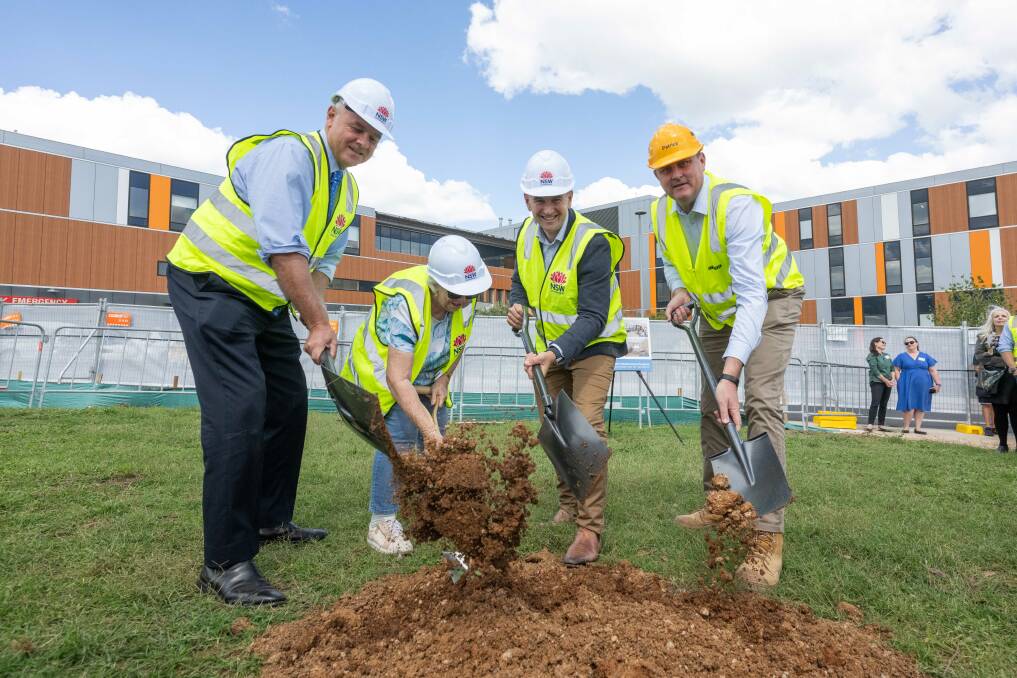 Michael Brooks, Di Wyatt, Pat Macalister, and Jonathan Holt break ground on the new Banksia Mental Health Unit. Picture by Peter Hardin