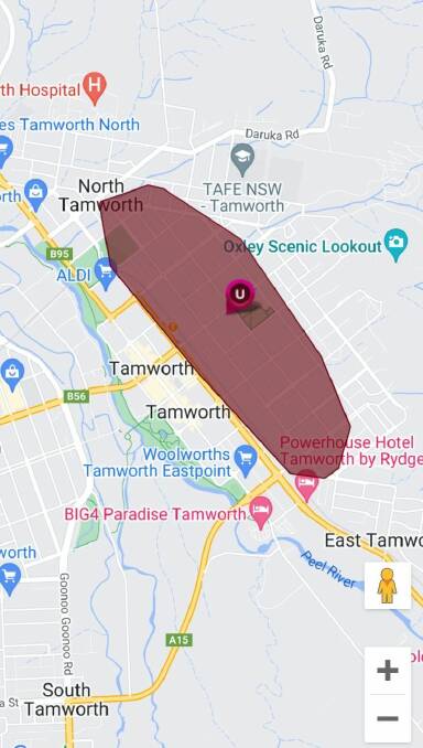 The power outage initially affected 1337 homes across East and North Tamworth. Picture supplied by Essential Energy