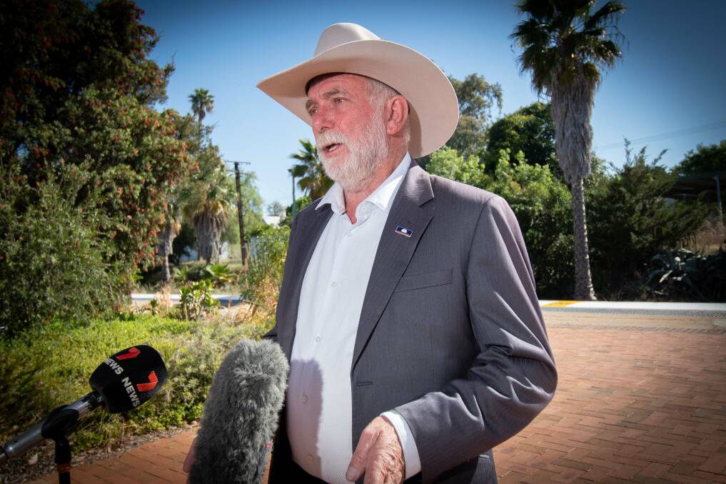 Tamworth mayor Russell Webb addressed the media on the morning of October 11, the day after council approved new drought plans. Picture by Peter Hardin