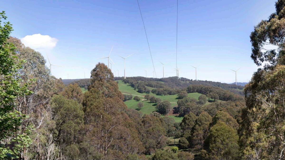 Concept photo of how the proposed wind turbines would look on Nundle's Hills of Gold. Picture supplied by ENGIE