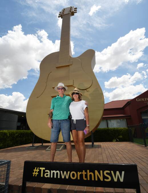 David and Tamara Willis came all the way from Perth to see the big golden guitar. Picture by Gareth Gardner