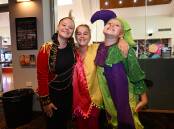 Miah Anderson, Tayla Yeo, and Chloe Farrell in costume, ready to perform at OGrady Drama Tamworth's end-of-year showcase in the Capitol Theatre. Picture by Gareth Gardner