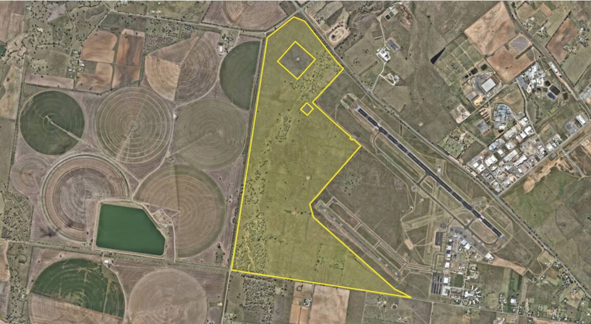 A satellite image of the land for lease bordering Tamworth airport. Picture supplied