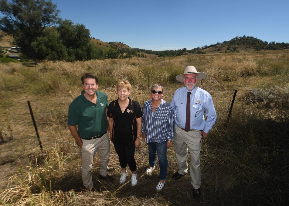 Tamworth MP Kevin Anderson declared support for the housing project in March with representatives from the Tamworth Local Aboriginal Land Council and Tamworth mayor Russell Webb. Picture by Gareth Gardner