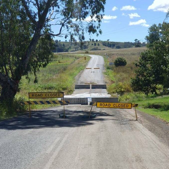 Concrete barriers have been placed in front of the collapsing causeway on Davidsons Lane. Picture supplied by Tamworth Regional Council