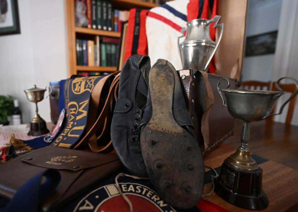 The suitcase contained Stanley's running singlet and spikes from the 1930's. Picture by Gareth Gardner