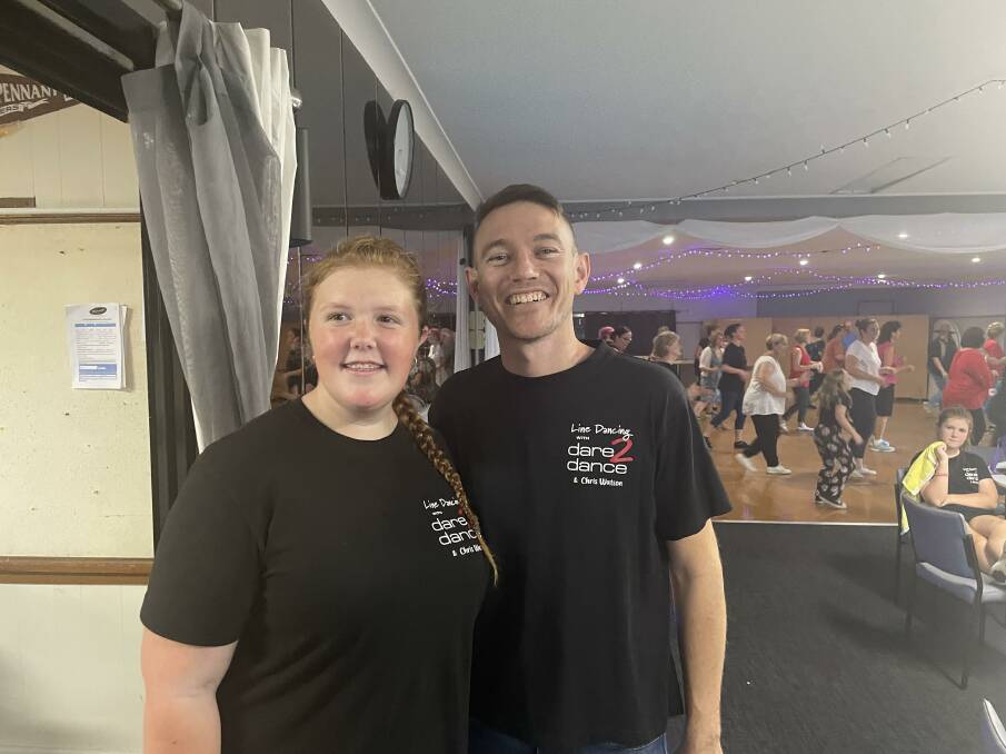 Madison Boyd and Chris Watson at social line dancing event at Oxley Bowling Club. Picture by Rachel Clark 