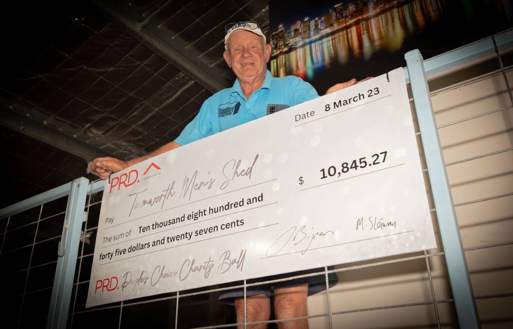 Vice president of Tamworth Men's Shed Rob Hardie says he's grateful for the donation of $10,000, raised at the recent PRD ball. Picture by Peter Hardin.