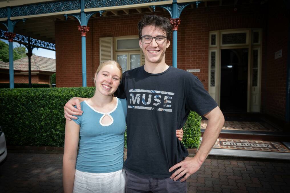 Calrossy students Larissa Smyth and Hugh Ellis excited for next steps in their education as they close the chapter on their HSC year. Picture by Peter Hardin